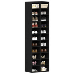Walplus Shoe Cabinet Black Oak 54X34X183 Cm Engineered Wood - thumbnail 4