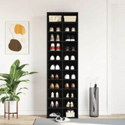 Walplus Shoe Cabinet Black Oak 54X34X183 Cm Engineered Wood - thumbnail 3