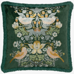 Morris & Co Strawberry Thief Embroidery Jacquard Feather Rich Cushion - thumbnail 1