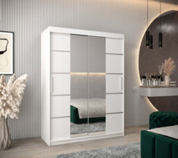 Arte Verona 04 Contemporary 2 Mirrored Sliding Door Wardrobe 5 Shelves 2 Rails White Matt (H)2000mm (W)1500mm (D)620mm - thumbnail 2