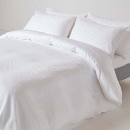Homescapes White Egyptian Cotton Satin Stripe Flat Sheet 330 Tc, Single - thumbnail 3