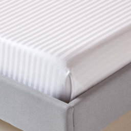 Homescapes White Egyptian Cotton Satin Stripe Flat Sheet 330 Tc, Single - thumbnail 2