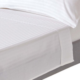 Homescapes White Egyptian Cotton Satin Stripe Flat Sheet 330 Tc, Single