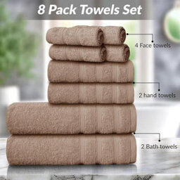 Casabella Luxury 100% Egyptian Cotton Towel Bale 8 Pieces 550 Gsm - thumbnail 3