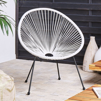 Beliani White Pe Rattan Papasan Chair Modern Round Tub Indoor Outdoor Seating - image 1