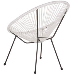 Beliani White Pe Rattan Papasan Chair Modern Round Tub Indoor Outdoor Seating - thumbnail 4