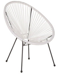 Beliani White Pe Rattan Papasan Chair Modern Round Tub Indoor Outdoor Seating - thumbnail 3
