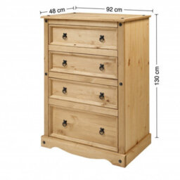 Mercers Furniture Corona Large 4 Drawer Chest Of Drawers Solid Wood Pine Wooden Bedroom Tall Deep With Mexican Styling - thumbnail 4