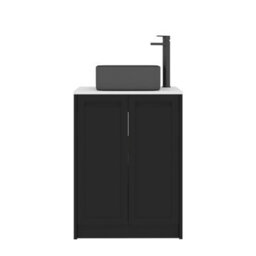 Royal Bathrooms Royal Bathroom Elmore 600mm Nocturne Black Freestanding Bathroom Vanity Unit 2 Door Plain White Worktop With Art Square Basin - thumbnail 7