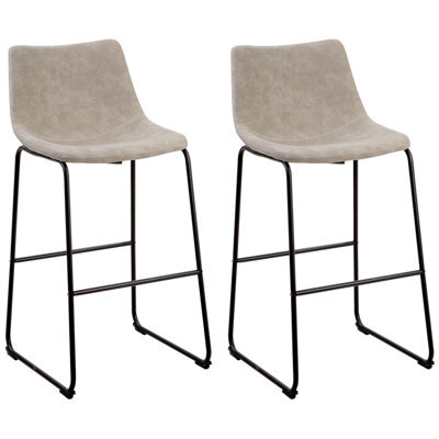 Beliani Set Of 2 Bar Chairs Franks Beige - image 1
