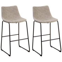 Beliani Set Of 2 Bar Chairs Franks Beige