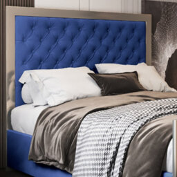Maddison Upholstered Soft Velvet Metal Blue Bed Frame - thumbnail 2