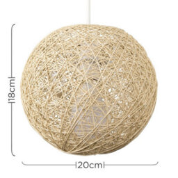 Valuelights Bjorn Modern Small Cream Lattice Wicker Rattan Globe Ball Style Ceiling Light Lampshade (D)20Cm - thumbnail 5