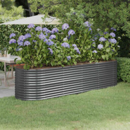 Walplus Garden Raised Bed Galvanised Steel 296X80X68 Cm Anthracite