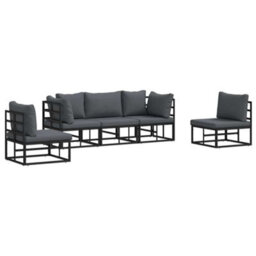 Walplus Garden Sofa Set With Cushion Black Aluminium - thumbnail 2