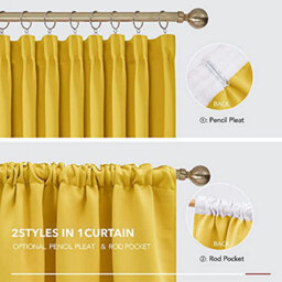 Deconovo Pencil Pleated Curtains Thermal Insulated Curtains Blackout Curtains 46 X 72 Inch Mustard Yellow 1 Pair - thumbnail 4