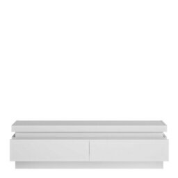 Wyld Haus Hjorring 2-Drawer White Gloss Tv Cabinet With Led Lights - thumbnail 3