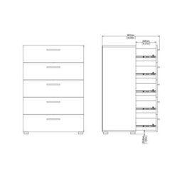 Wyld Haus Daejeon Black Wooden Chest 5 Drawers - thumbnail 9
