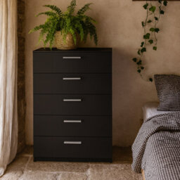 Wyld Haus Daejeon Black Wooden Chest 5 Drawers - thumbnail 1
