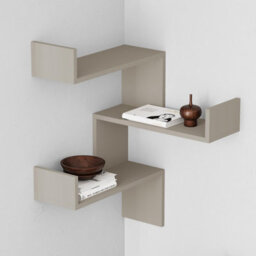 Decortie Luksa Modern Wall Shelf Bookcase Wall Mounted Corner Zigzag Design Sandstone 60Cm - thumbnail 1