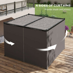 Outsunny 3 X 3(M) Pergola With Retractable Roof And Curtains, Light Grey - thumbnail 5