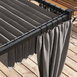 Outsunny 3 X 3(M) Pergola With Retractable Roof And Curtains, Light Grey - thumbnail 7