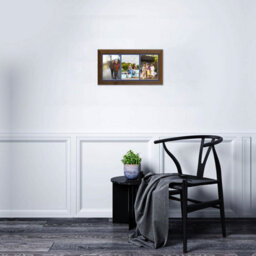 AK Frames 16X8 Walnut Classic Multi Photo Frame With Blue Mount - Holds 3 Apertures (3X) 7X5 Photos - thumbnail 3