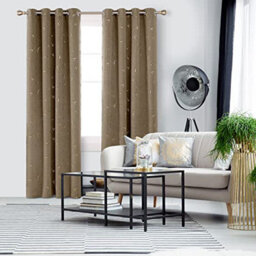 Deconovo Eyelet Blackout Curtains, Gold Constellation Printed Curtains For Living Room, 52 X 84 Inch (W X L), Taupe, 2 Panels - thumbnail 3