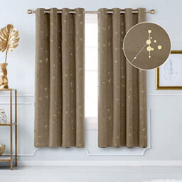 Deconovo Eyelet Blackout Curtains, Gold Constellation Printed Curtains For Living Room, 52 X 84 Inch (W X L), Taupe, 2 Panels - thumbnail 2