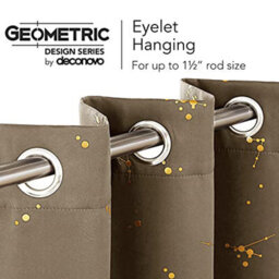 Deconovo Eyelet Blackout Curtains, Gold Constellation Printed Curtains For Living Room, 52 X 84 Inch (W X L), Taupe, 2 Panels - thumbnail 4