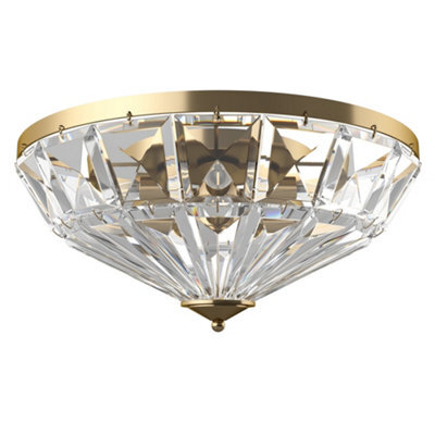 Luminosa Lighting Luminosa Facet Neoclassic Bowl Semi Flush Ceiling Light Gold - image 1