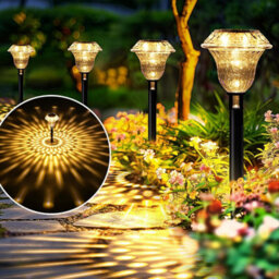 8 Pack Solar Pathway Lights Outdoor - 3000K Warm White, Waterproof IP65, Auto On/Off Dusk To Dawn, Yard & Garden Decor