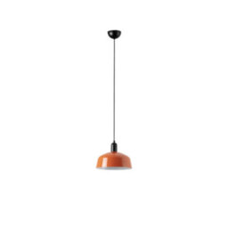 Luminosa Lighting Luminosa Tatawin Medium Dome Pendant Ceiling Light Black, Gloss Reddish Orange 1X E27