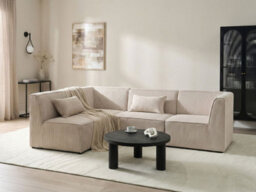 Beliani Modular Corner Sofa 4 Seater Lemvig Corduroy Beige Right Hand - thumbnail 2