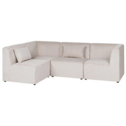 Beliani Modular Corner Sofa 4 Seater Lemvig Corduroy Beige Right Hand - thumbnail 4