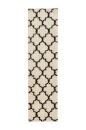Loomed Cream Grey Neutral Trellis Scandi Shaggy Living Area Runner Rug 60X230Cm - thumbnail 3
