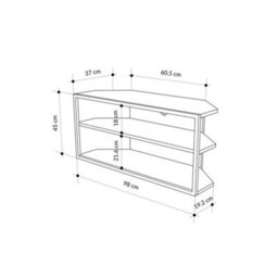 Decortie Modern Echo Corner Tv Unit With Metal Frame Open Shelf Media Centre 98Cm Oak Entertainment Unit - thumbnail 3