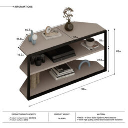 Decortie Modern Echo Corner Tv Unit With Metal Frame Open Shelf Media Centre 98Cm Oak Entertainment Unit - thumbnail 6