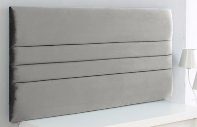 "Slumbre Zona Plush Velvet 4Ft Small Double 20"" Headboard - Silver"