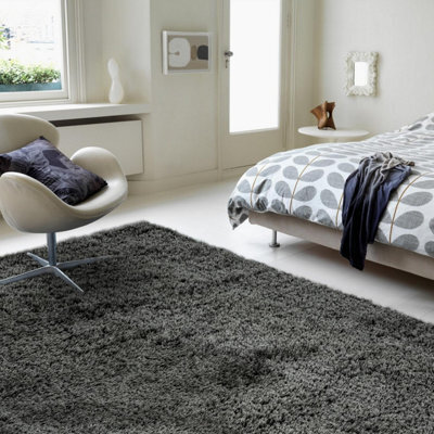 Furniturebox Uk Selby Charcoal Grey Shaggy Rug 200X290 - image 1