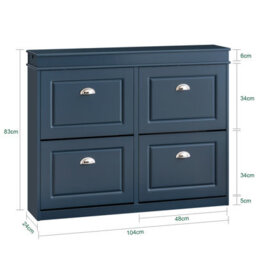 Sobuy Shoe Cabinet With 4 Flip Drawers 40.9X9.4X32.7 Inch Fsr79-B - Dark Blue - thumbnail 3