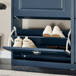 Sobuy Shoe Cabinet With 4 Flip Drawers 40.9X9.4X32.7 Inch Fsr79-B - Dark Blue - thumbnail 5