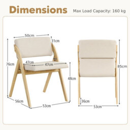 Costway Set Of 2 Dining Chairs Folding Kitchen Chair Modern Side Chair - thumbnail 3