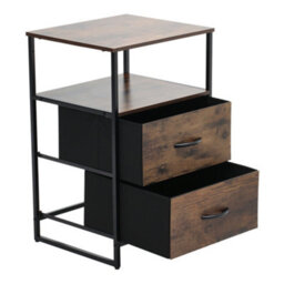 Thehotsale Chest Of Drawer Wooden Storage Cabinet With 2 Drawers And Open Shelve - thumbnail 5