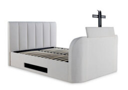 Off White Upholstered Tv Ottoman Bed Frame - King Size - thumbnail 8