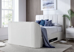 Off White Upholstered Tv Ottoman Bed Frame - King Size - thumbnail 5