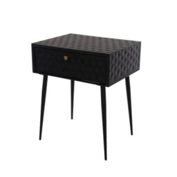Core Products Options Saturn Metal 1 Drawer Bedside Cabinet - Black With Gold Handle And Tapered Legs 56.2 X 46 X 35.8Cm - thumbnail 2