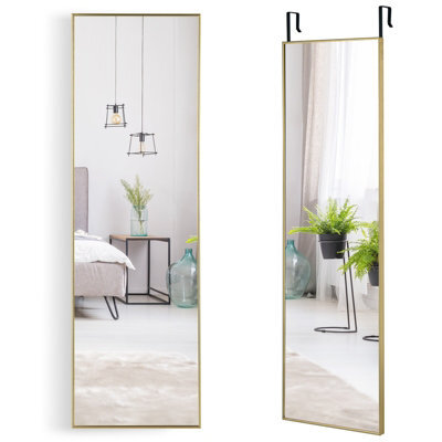 Costway Full-Length Over The Door Mirror Hanging/wall-Mounted Dressing Mirror-Gold - image 1