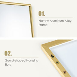 Costway Full-Length Over The Door Mirror Hanging/wall-Mounted Dressing Mirror-Gold - thumbnail 9