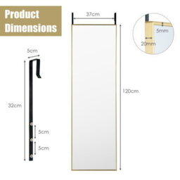 Costway Full-Length Over The Door Mirror Hanging/wall-Mounted Dressing Mirror-Gold - thumbnail 2